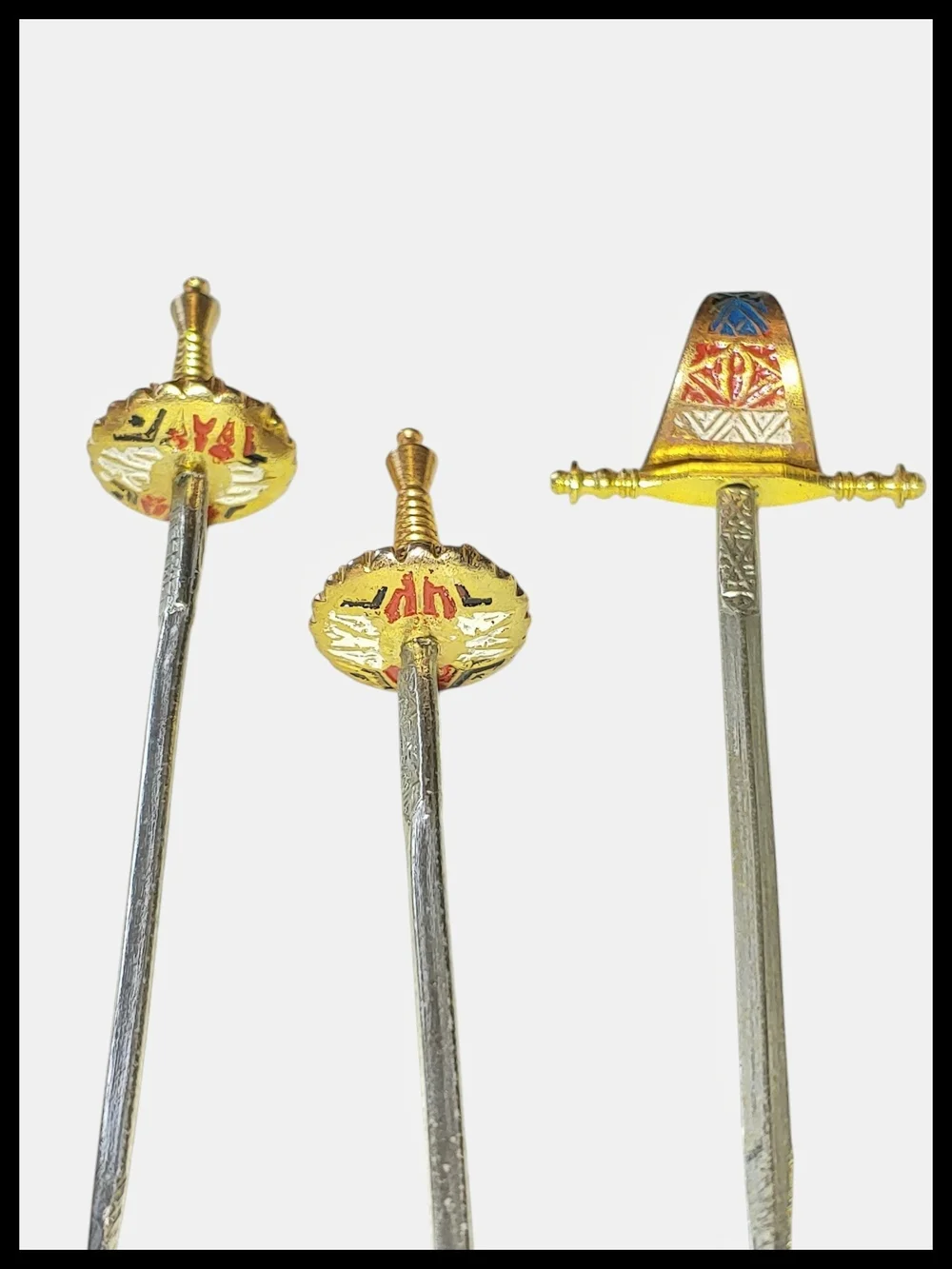 Vintage Toledo Spain Mini Sword Toothpicks Barware Set with Stand